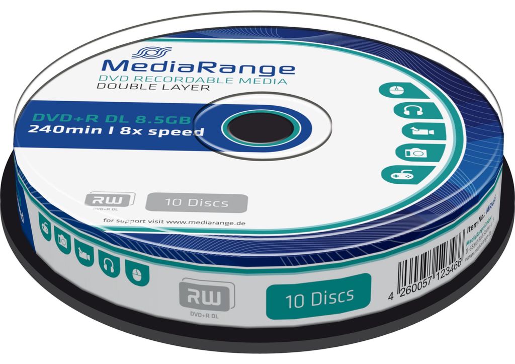 MediaRange MR466, DVD+R DL, Cakebox, 10 kusov, 8,5 GB Obrázok produktu 