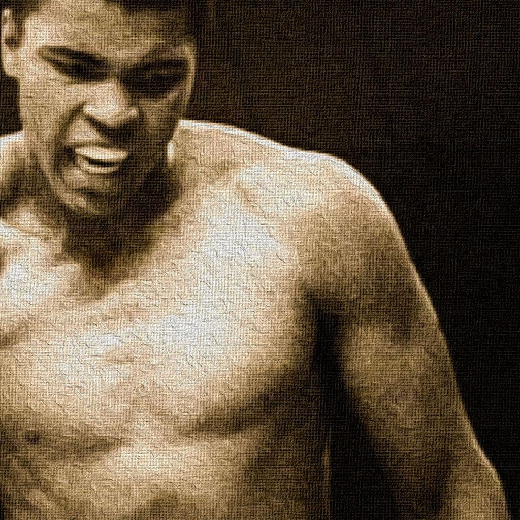 MOHAMMAD ALI vs SONNY LISTON - Gedruckte Leinwand auf Holzrahmen montiert 50x70 cm