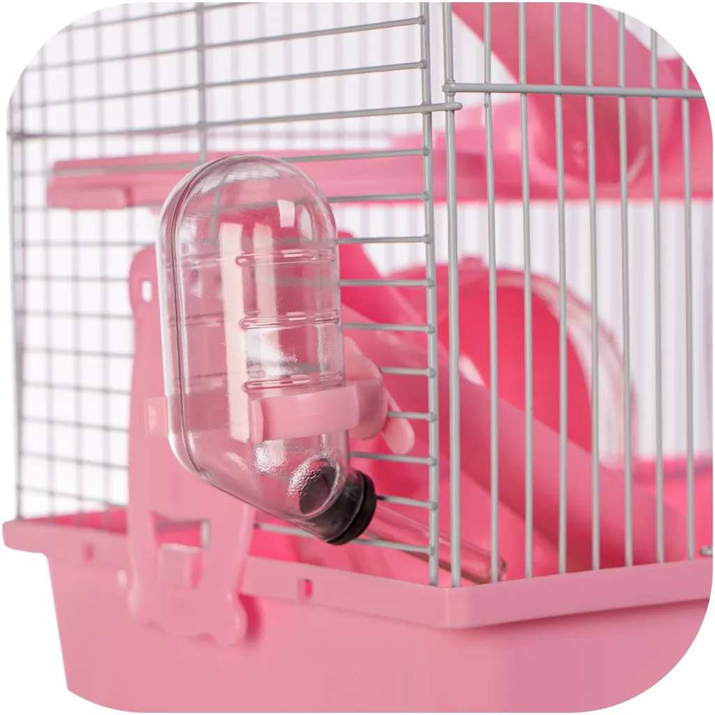 Cage rongeurs tout équipé rose avec kit d'accessoires complet