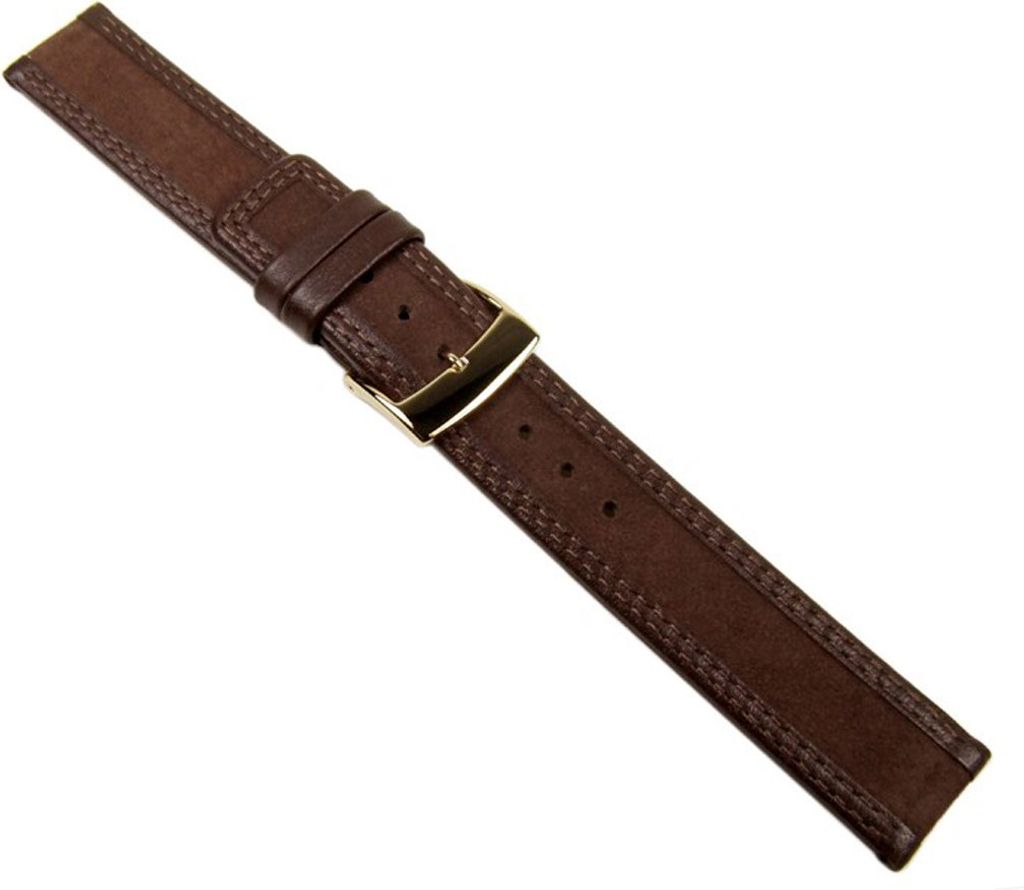 Uhrenarmband Velour- und Glattleder Braun Balance 20594G, Stegbreite:16mm