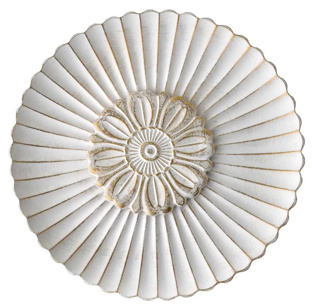 Coupe Décorative pour Centre de Table Salon Blanc et Or Mondex 31cm