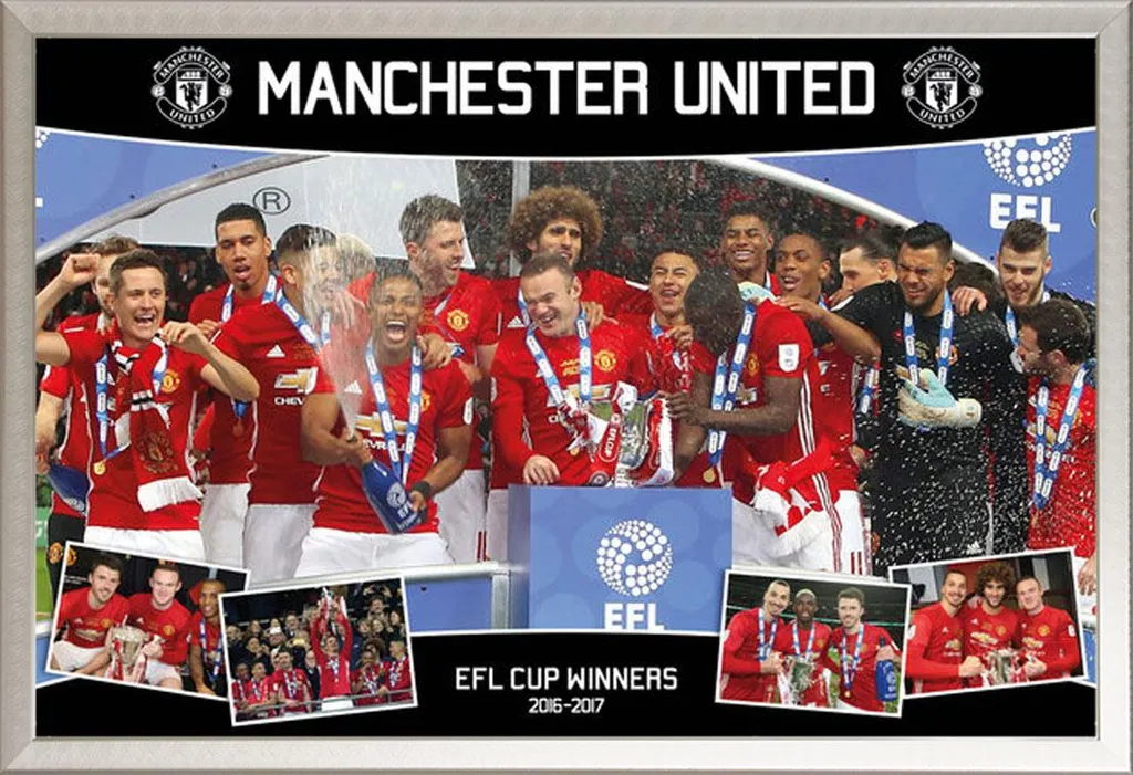 Cadre Photo Manchester United EFL Cup 16/17 Décoration Murale Sport
