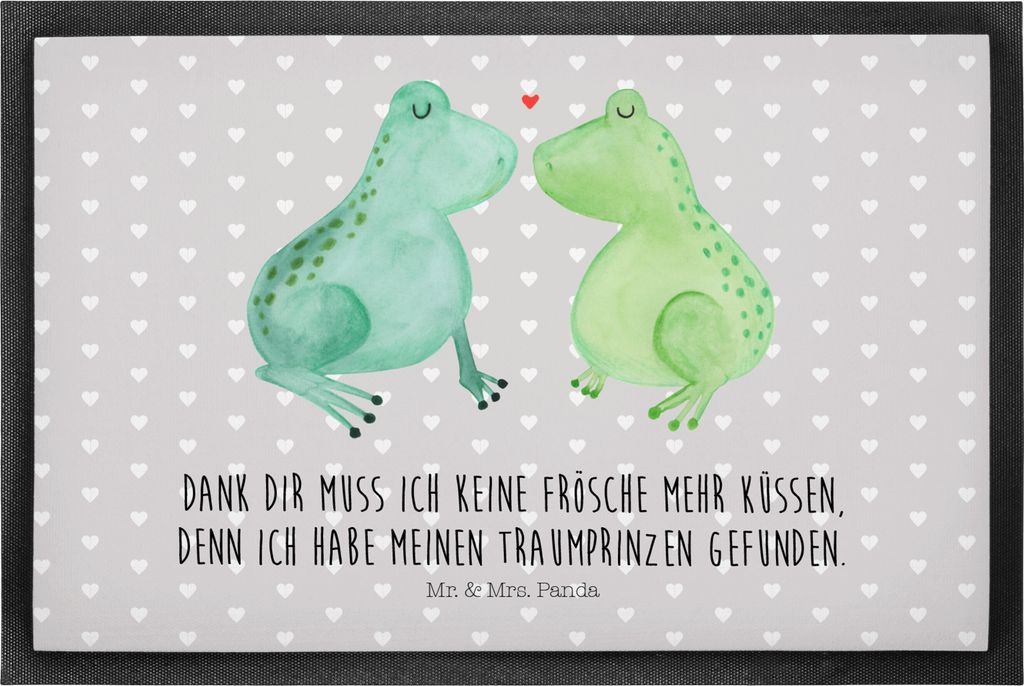 Mr. & Mrs. Panda Schmutzfangmatte Frosch Liebe 50 x 75 cm - Grau Pastell - Geschenk, Schmutzmatte, Partner, Bodenvorleger, Fussmatte, Frösche, fu...