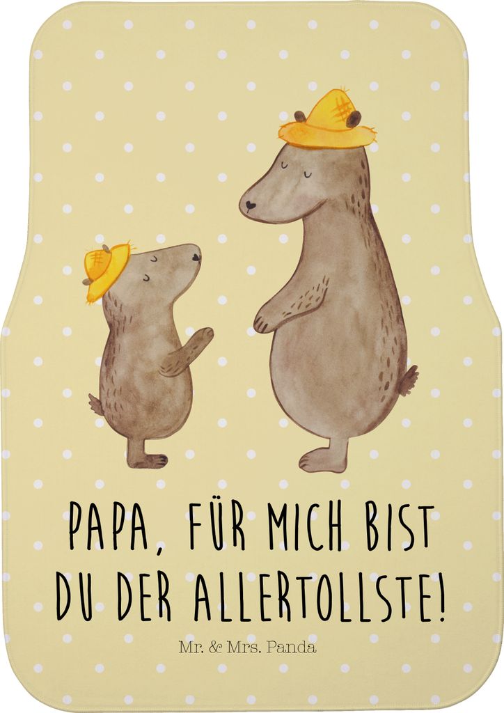 Mr. & Mrs. Panda Automatte Bären mit Hut - Gelb Pastell - Geschenk, Familie, Fußmatte Fürs Auto, Teppich, Family, Kinder, Kfz-Fußmatte, Auto-Fu...