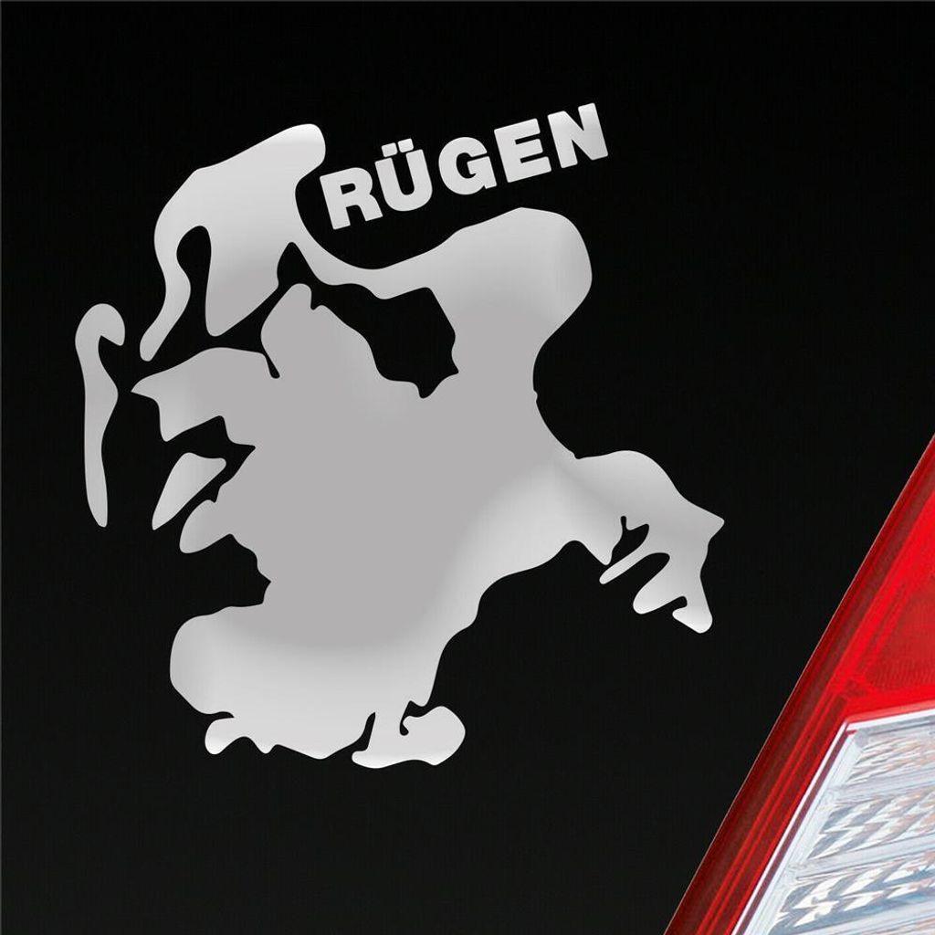 Auto Aufkleber Rügen Spaß Insel Deutschland Urlaub 10x9 cm Silber Sticker Heckscheibenaufkleber