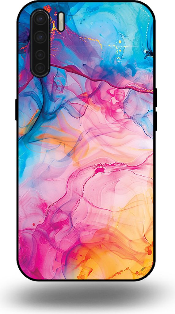 Smartphonica Handyhülle Geeignet für OPPO A91 mit Regenbogen-Acryl-Marmor-Druck - TPU Backcover Case Regenbogen Acryl-Marmor-Design