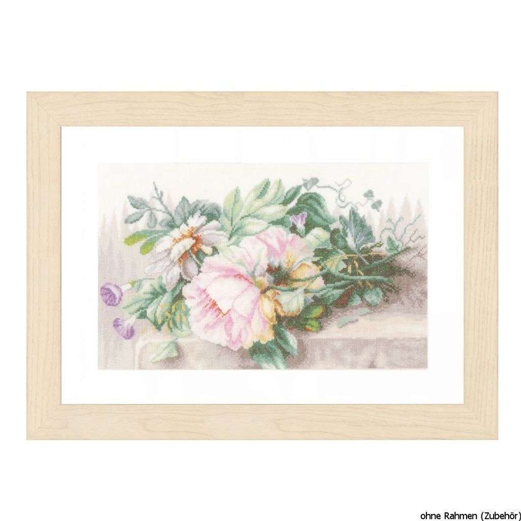 Lanarte Kreuzstichset "Stilleben mit Blumen Leinen", Zählmuster