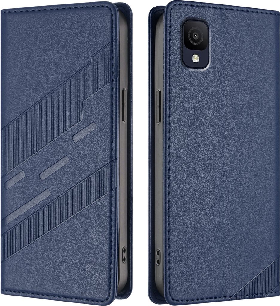 Hülle für TCL ION Z, Kunstleder Brieftaschen Handyhülle mit Kartenfach und Standfunktion Blau