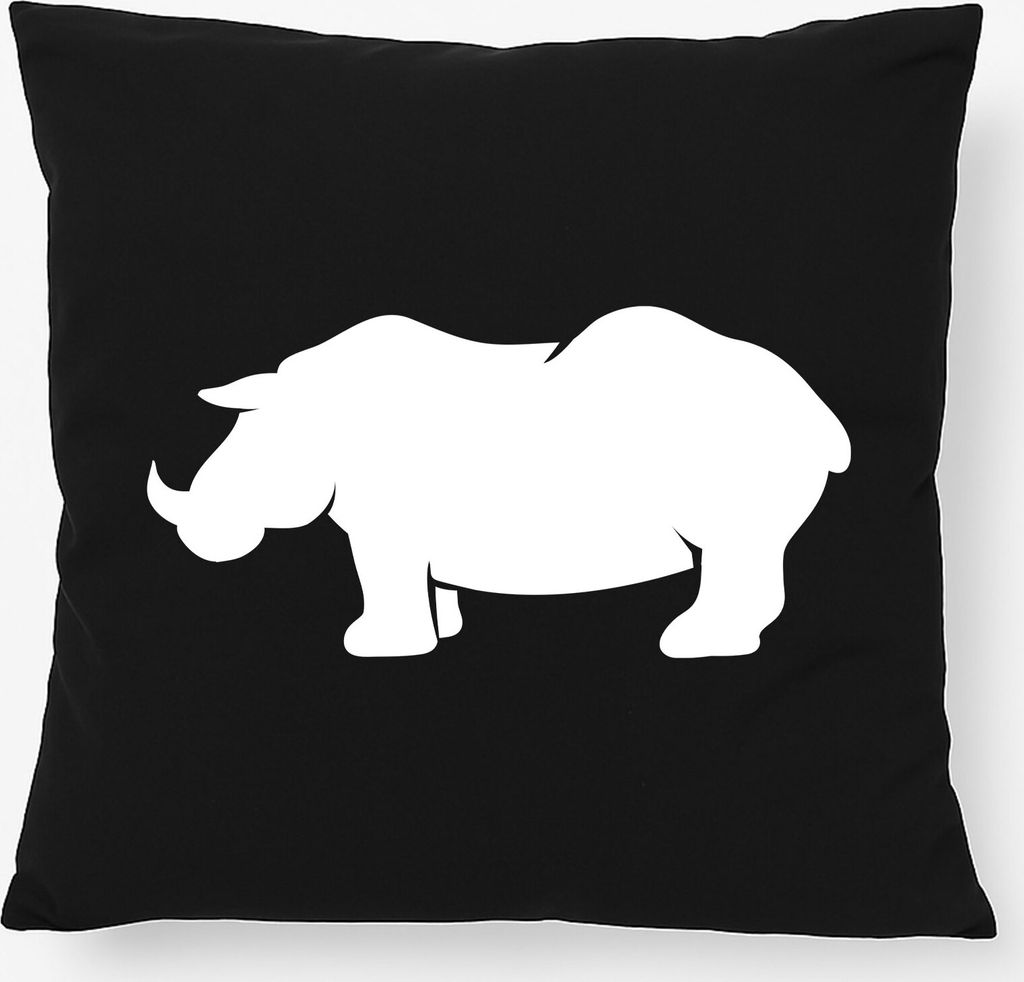 Huuraa Kissen Nashorn Silhouette 40x40cm mit Füllung Black Baumwolle Dekokissen Geschenkidee