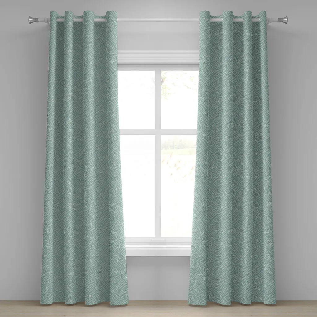 Rideau géométrique bicolore 280x245 cm en tissu souple avec 8 œillets