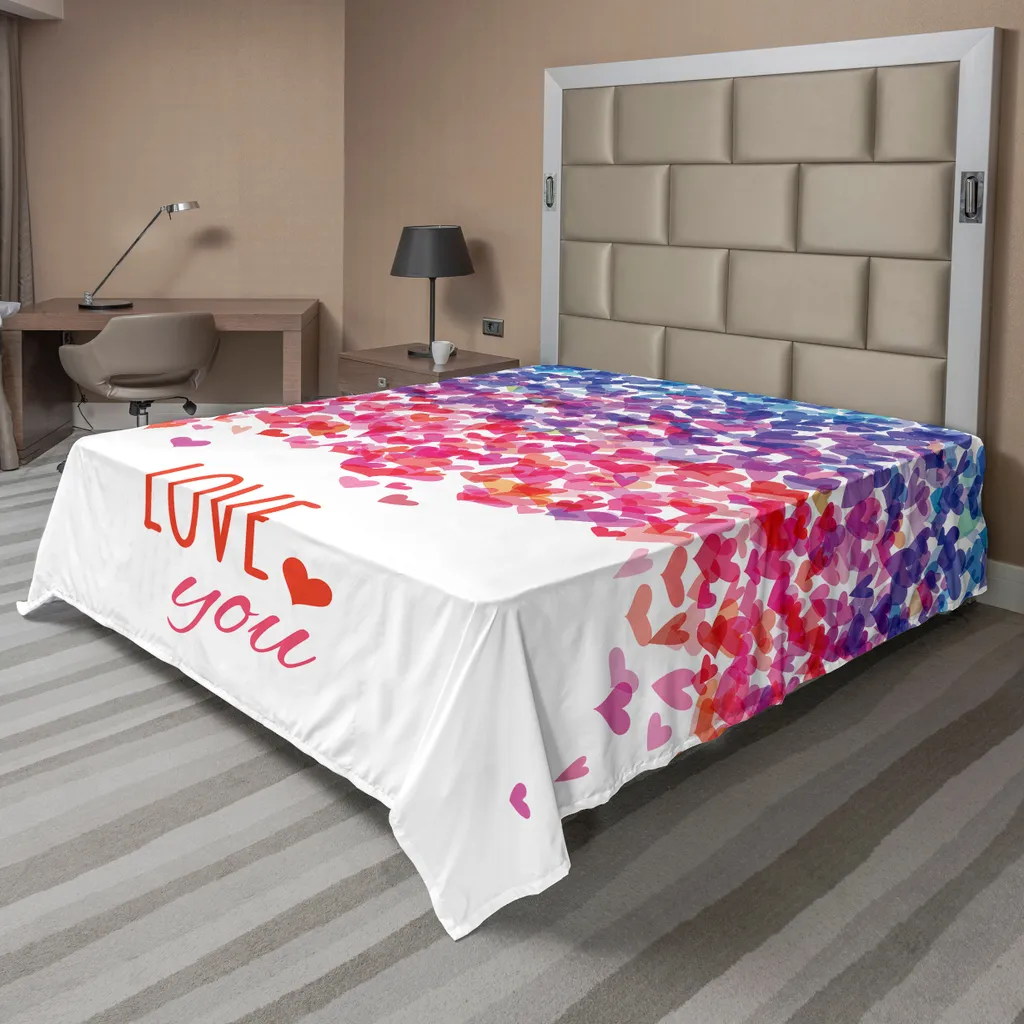 Drap plat ABAKUHAUS Saint-Valentin avec cœurs et message d'amour 266x260cm