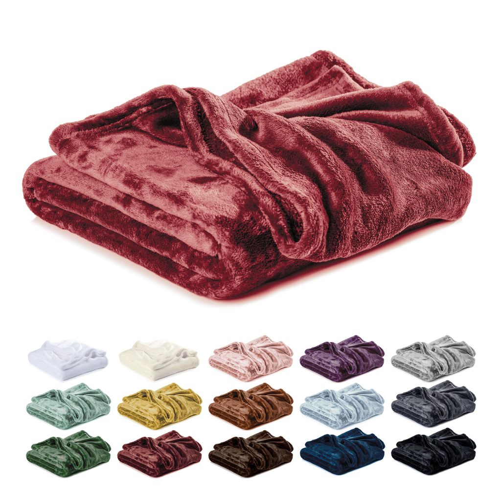 Lavea Mikrofaser Kuscheldecke flauschig, Fleecedecke, Decke für Sofa und Bett, Wolldecke, Sofadecke Wohnzimmer, Karmesinrot, 220x240 cm