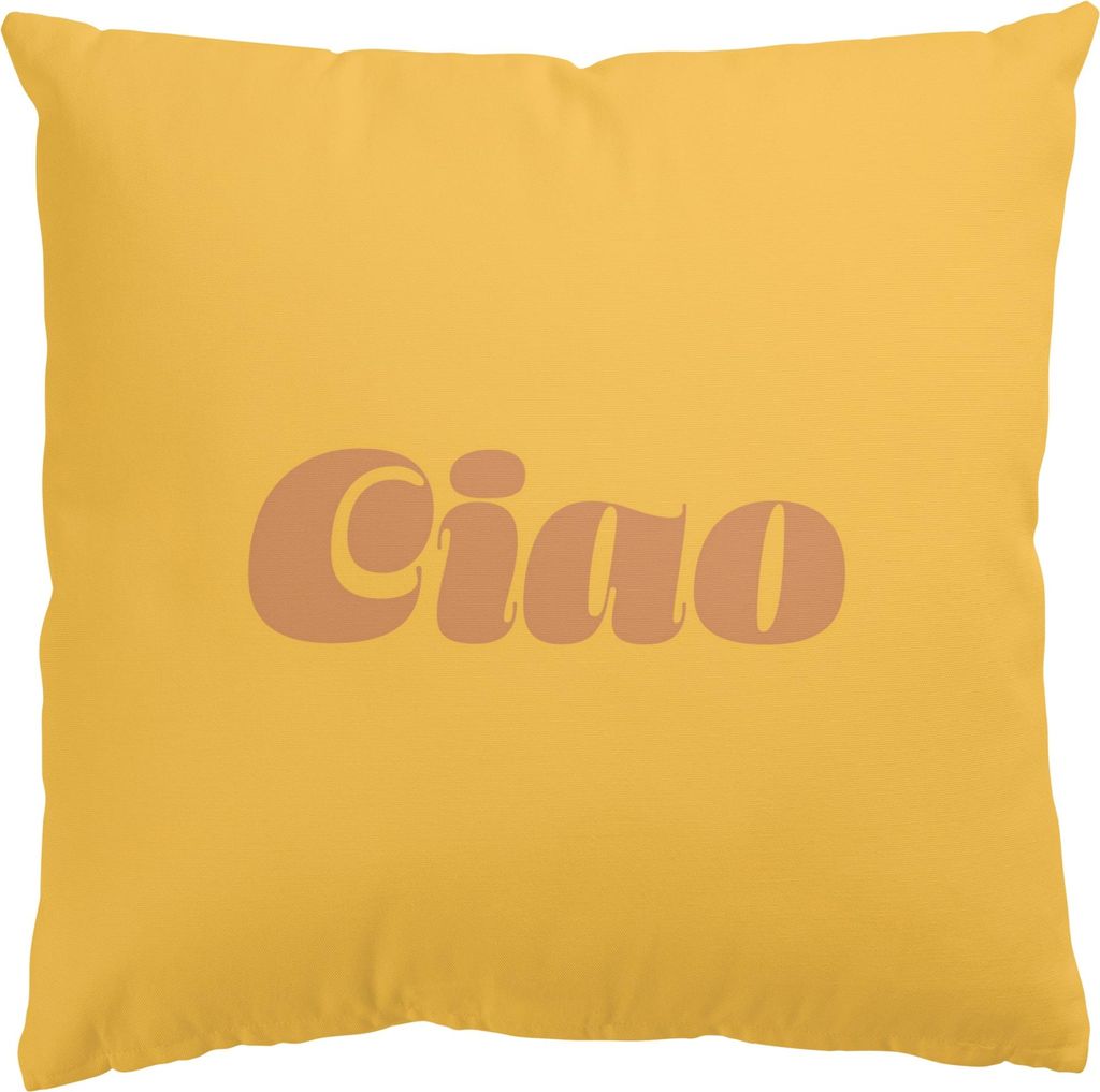 Dekokissen Sprüche drinnen / Indoor Zierkissen Canvas waschbar Design gelb Unifarben Sofakissen ohne Füllung