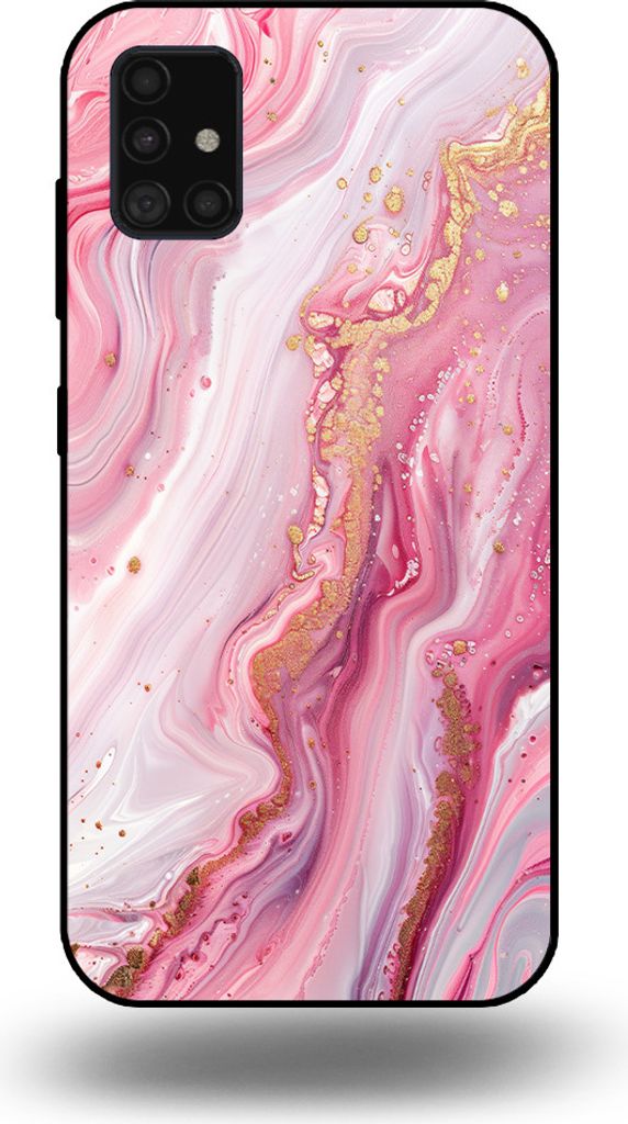 Smartphonica Handytasche passend für Samsung Galaxy A51 mit Marmordruck - TPU Rückendeckung Fall Marmor Design - Pink