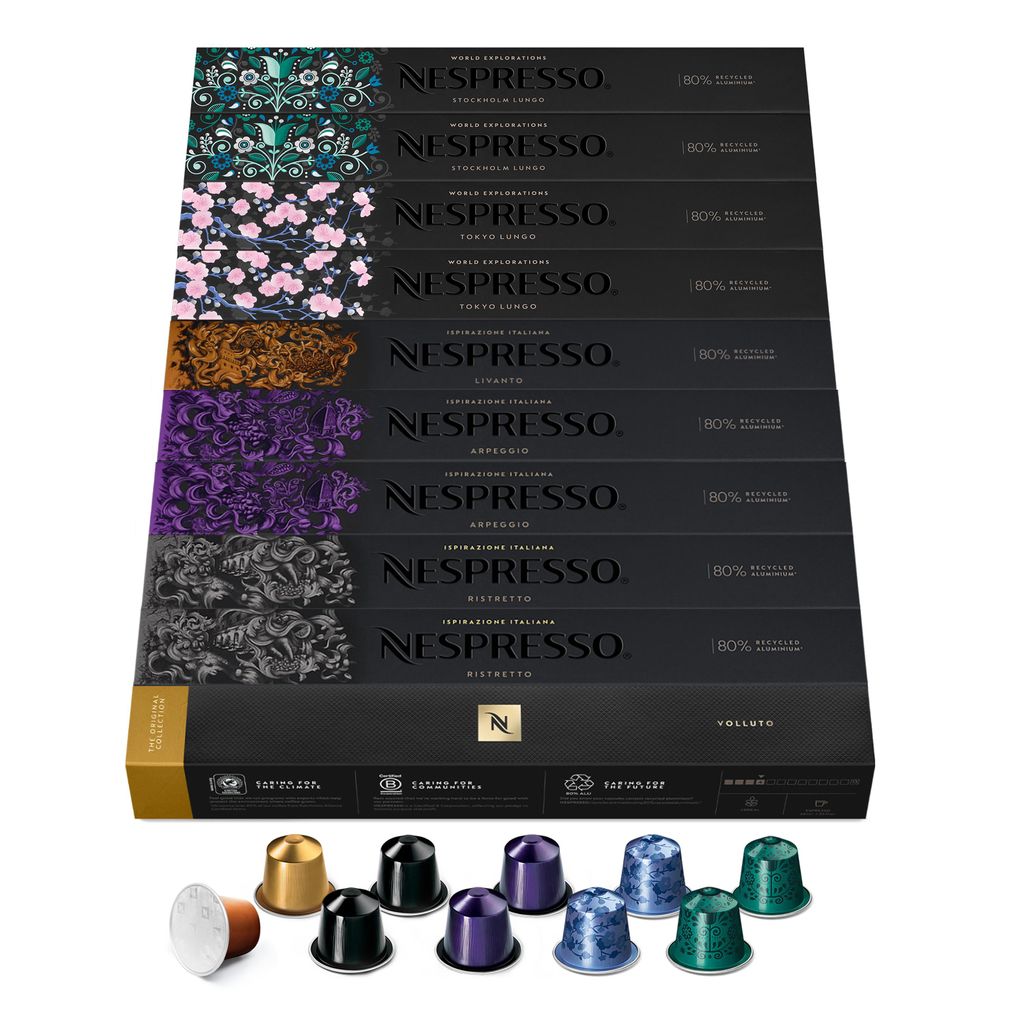 NESPRESSO ORIGINAL, Auswahl an Espresso und Lungo Kaffees, helle bis dunklere Röstungen, 100 Kaffeekapseln