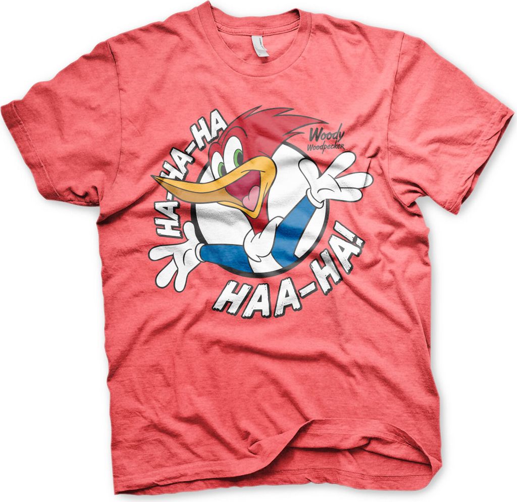 Woody Woodpecker HAHAHA T-Shirt - Medium - Red-Heather