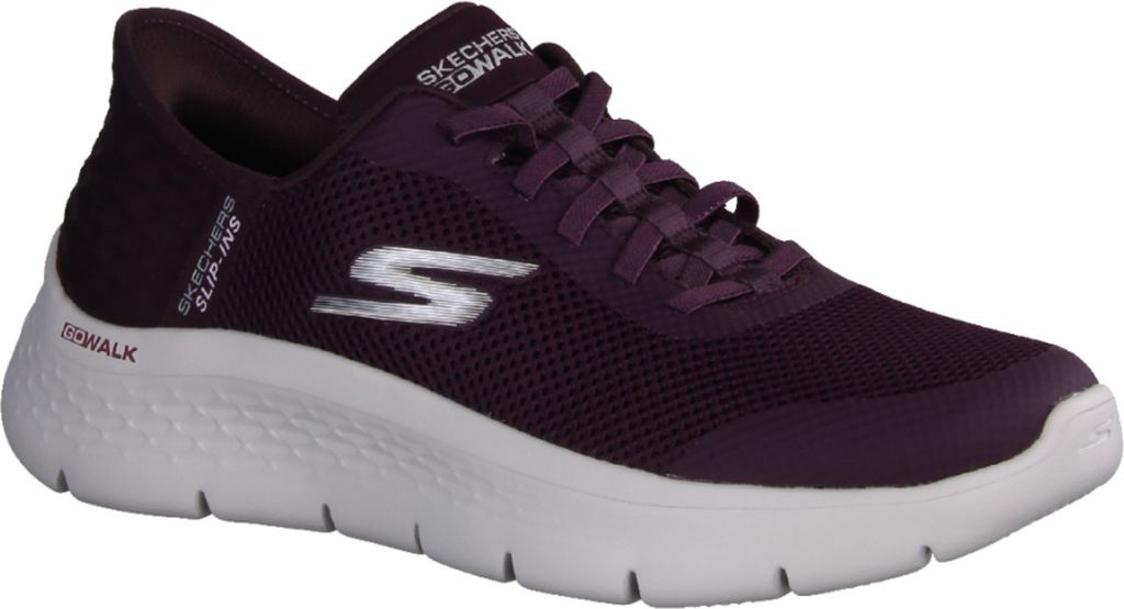 A single purple Skechers sneaker is shown from the side against a white background.