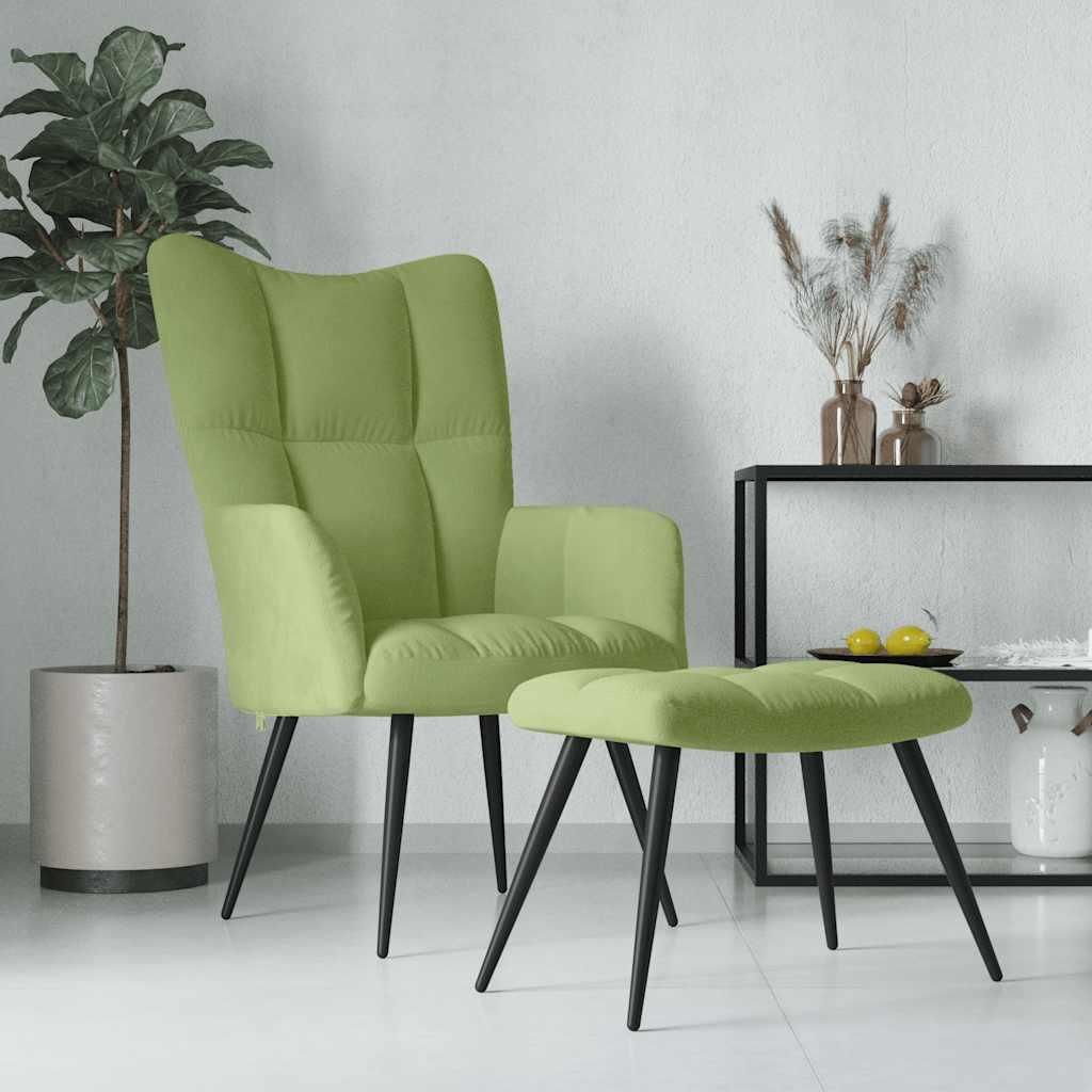 vidaXL Relaxsessel mit Hocker Hellgrün Samt Produktbild 