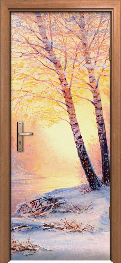 Türposter 80x200 cm Türaufkleber Türtapete Türfolie Klebefolie Landschafts Weihnachts Wald mit Fluss