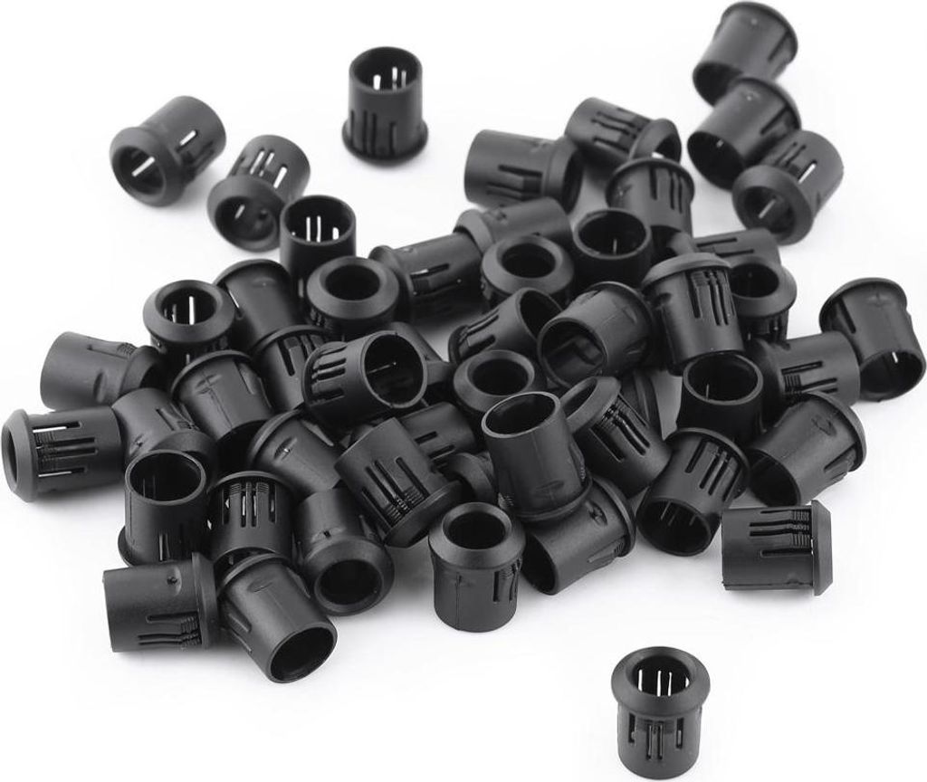 50er Set LED Lampenfassung aus Kunststoff – Halter für 3mm, 5mm, 8mm und 10mm LEDs, Schwarz