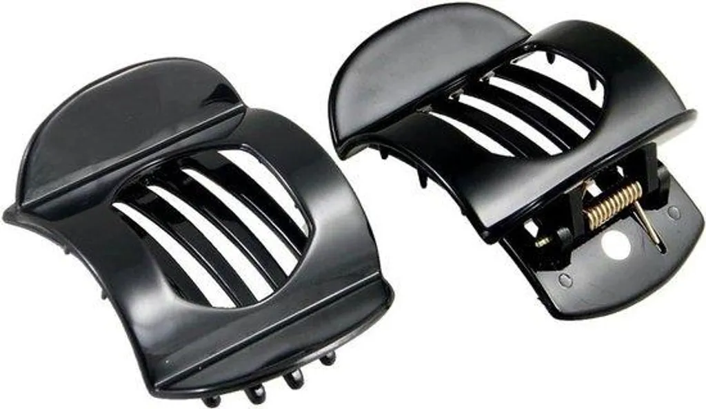 Lot de 2 petites pinces à cheveux noires en plastique robuste discret