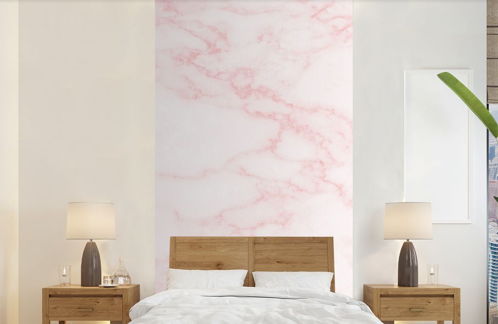 MuchoWow Fototapete für Wohnzimmer oder Schlafzimmer Wandtapete Vinyl Motivtapete Marmor - Textur - Rosa - Schick - 120x240 cm - Hintergrundbild