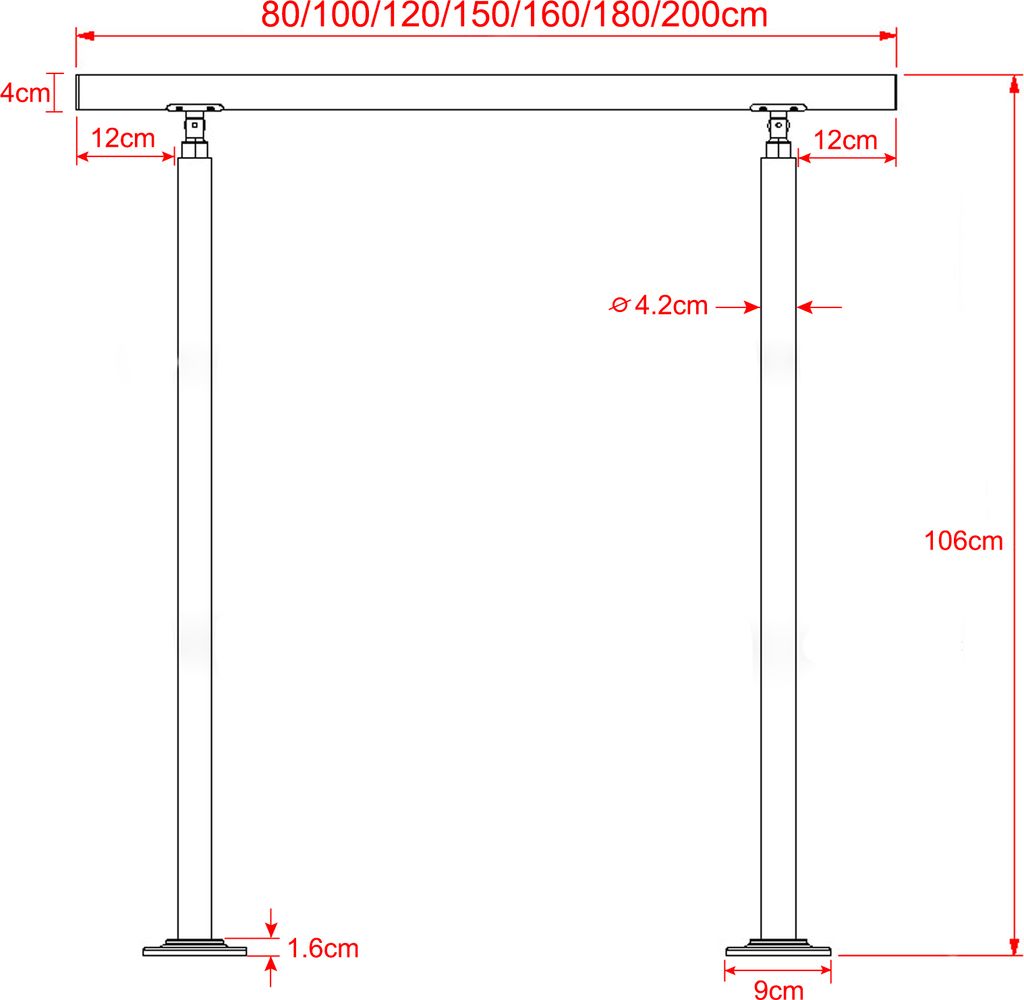 LZQ 200cm Treppengeländer Edelstahl Handlauf Geländer für Produktbild 2
