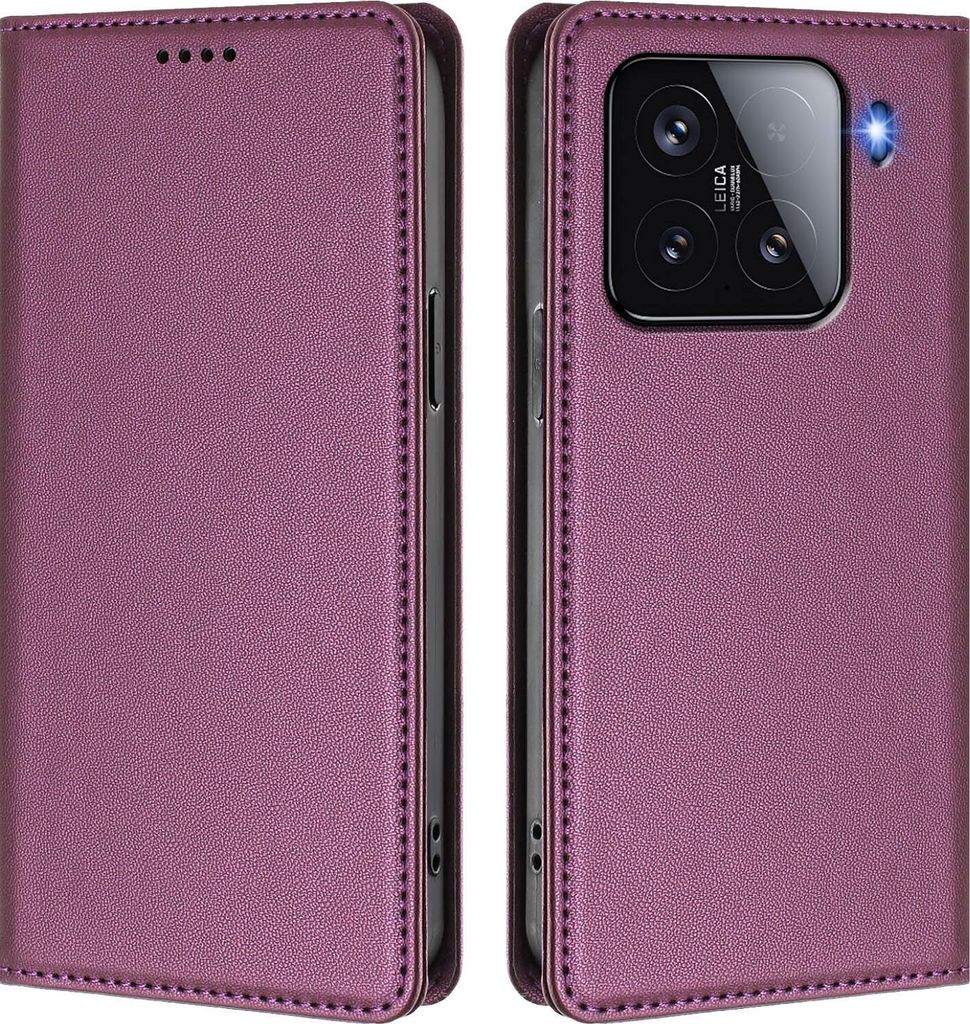 Handyhülle für Xiaomi 15, Kunstleder Klapphülle Stoßfeste Magnetische Hülle mit Ständer Lila