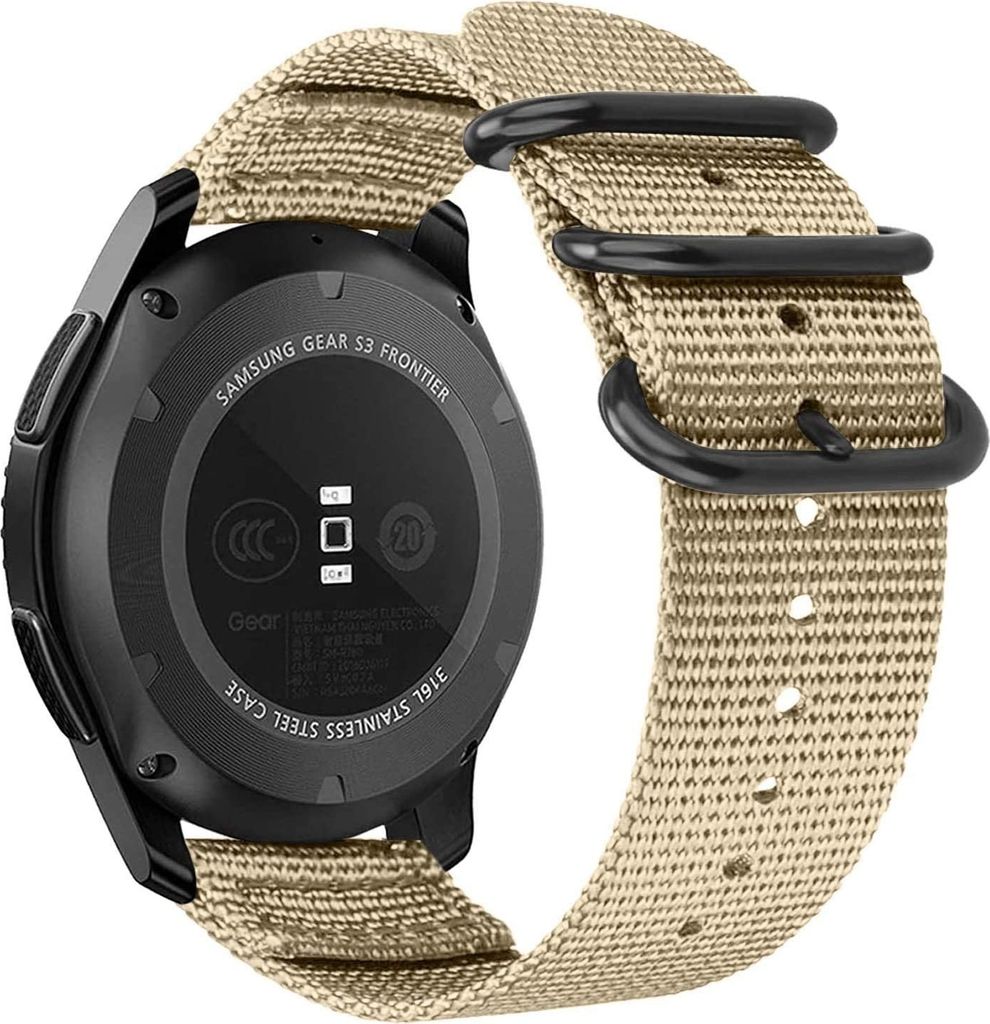 Strap-it Samsung Galaxy Watch 3 45mm Nylon schnallenband (Khaki)