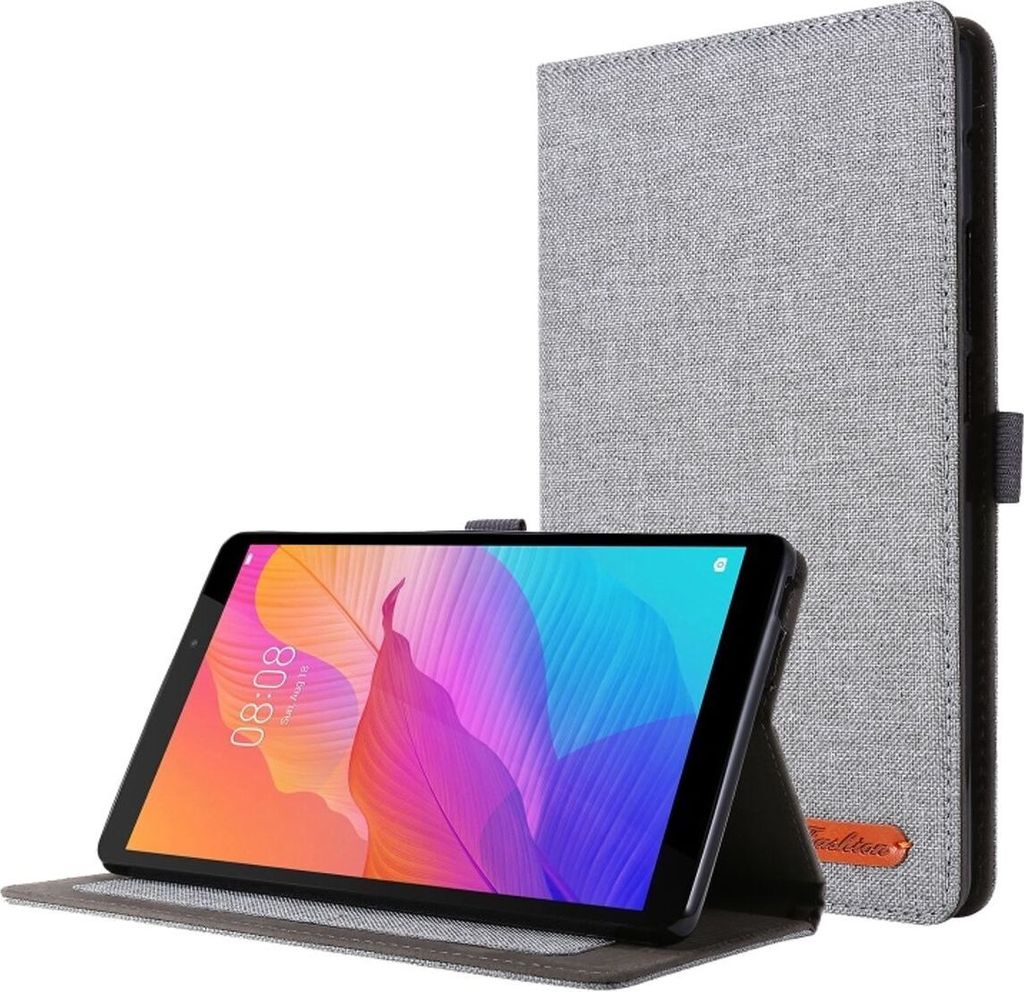König Design Tablet-Hülle kompatibel mit Huawei MatePad T8 Stoff Smart Cover Case Etui Grau