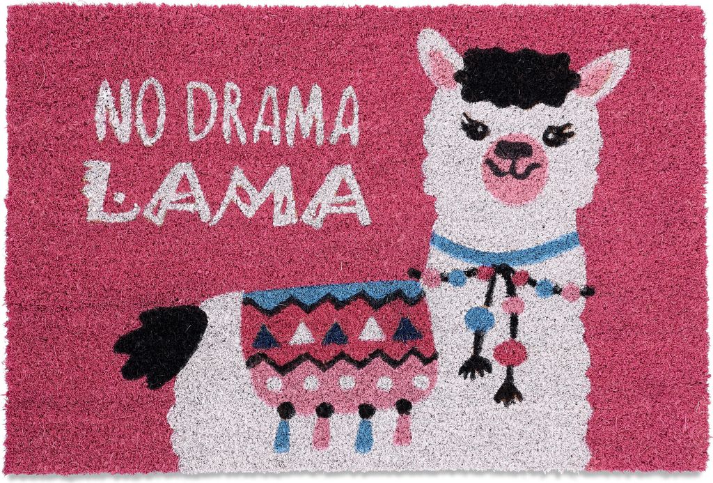 Relaxdays Fußmatte Lama, Kokos, Türvorleger mit Spruch, 60 Produktbild 