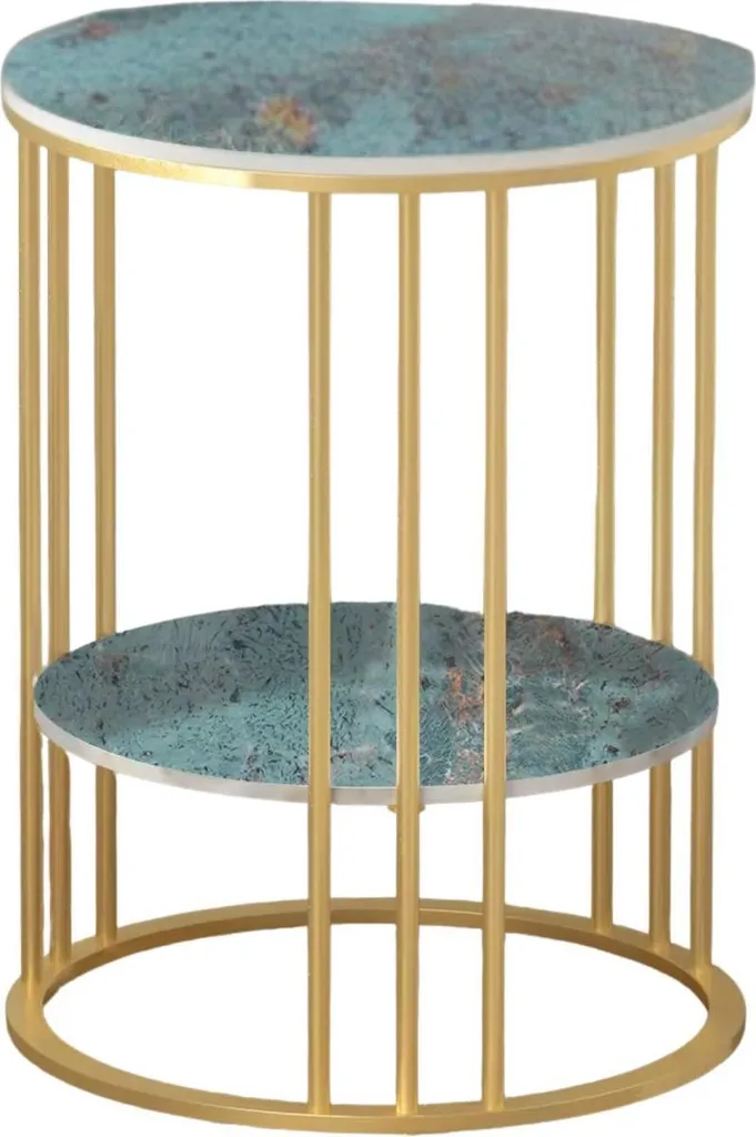 Table d'appoint Malito ronde 40 cm, style Emerald Look, pour salon chic