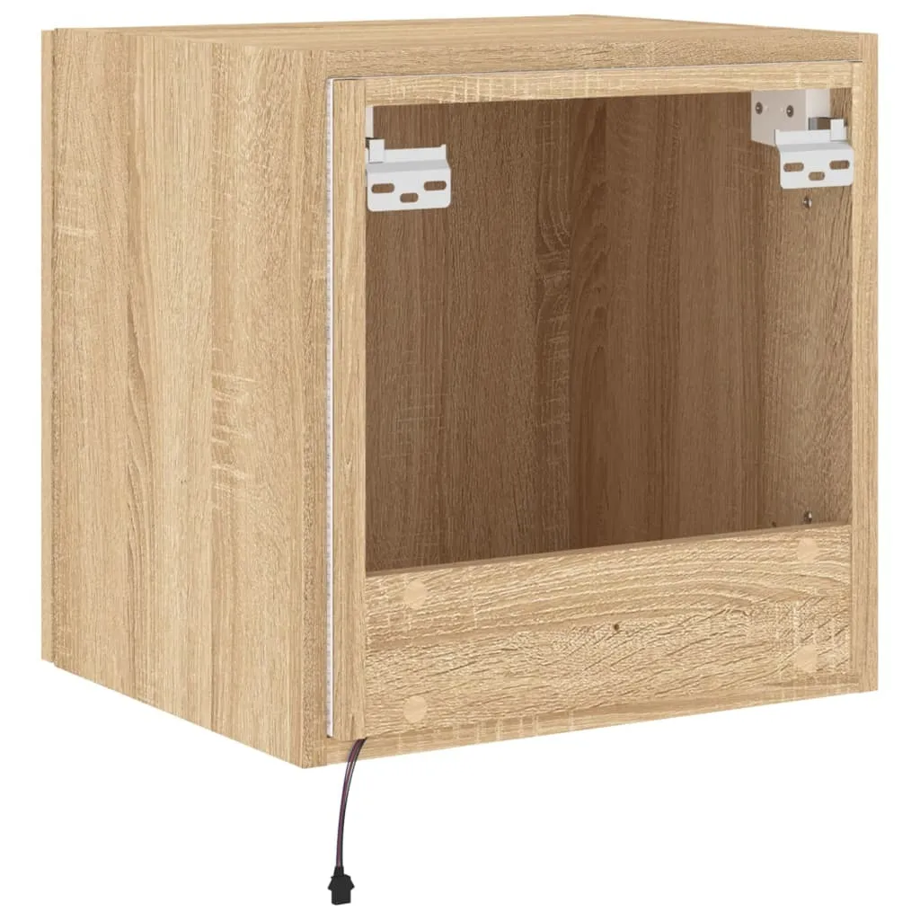 SYFAX Mobili TV Sospesi con LED Rovere Sonoma - Set 2 Pezzi Design Moderno - 10
