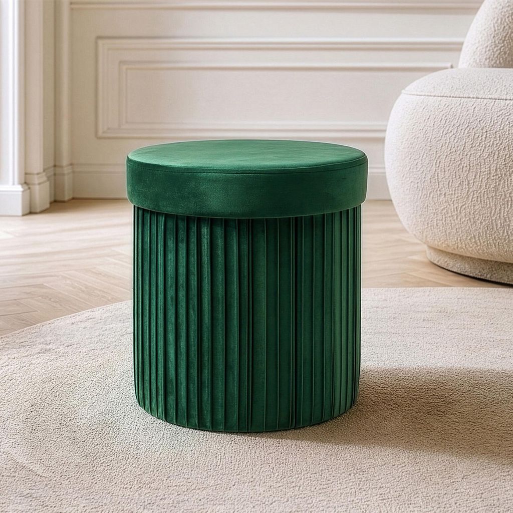 riess-ambiente Hocker ÉLAN 40cm grün Samt runder Sitzhocker Produktbild 