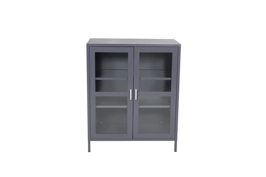 Buffet Acero gris clair : solution de rangement 2 portes anti-désordre
