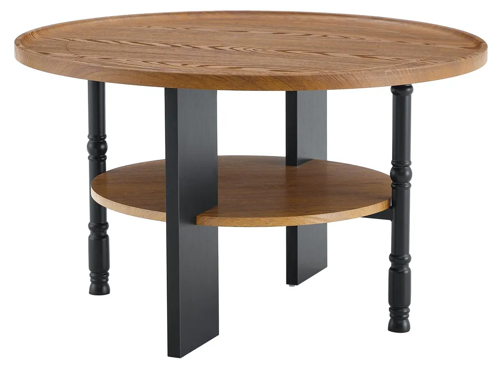 Table basse ronde 80cm avec rangement et table d'appoint en bois - 15
