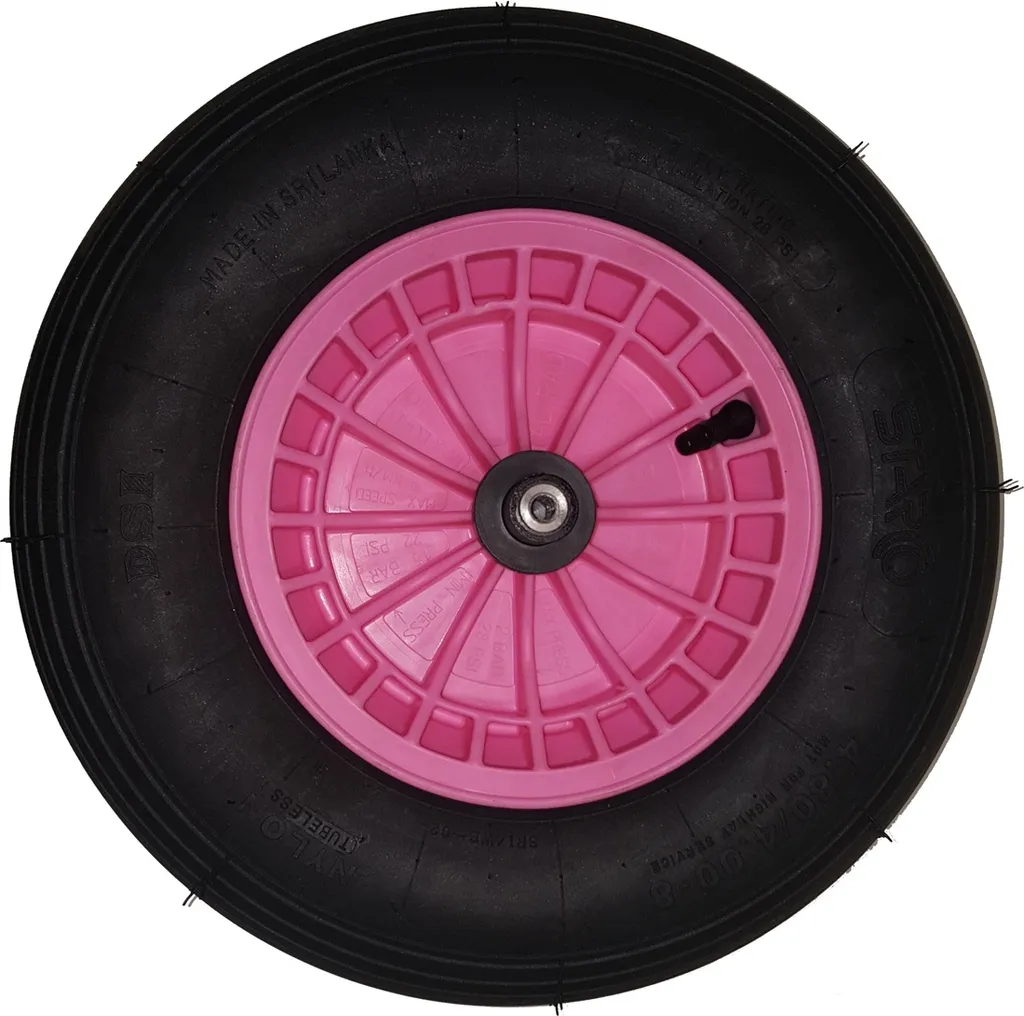 Roue de brouette de chantier rose FORT : l'accessoire idéal de poussée