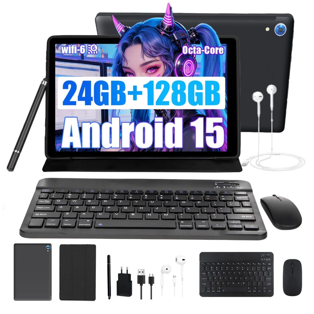 Tablet 10 Zoll 2 in 1 mit Tastatur, 24 GB RAM, 128 GB ROM, Produktbild 