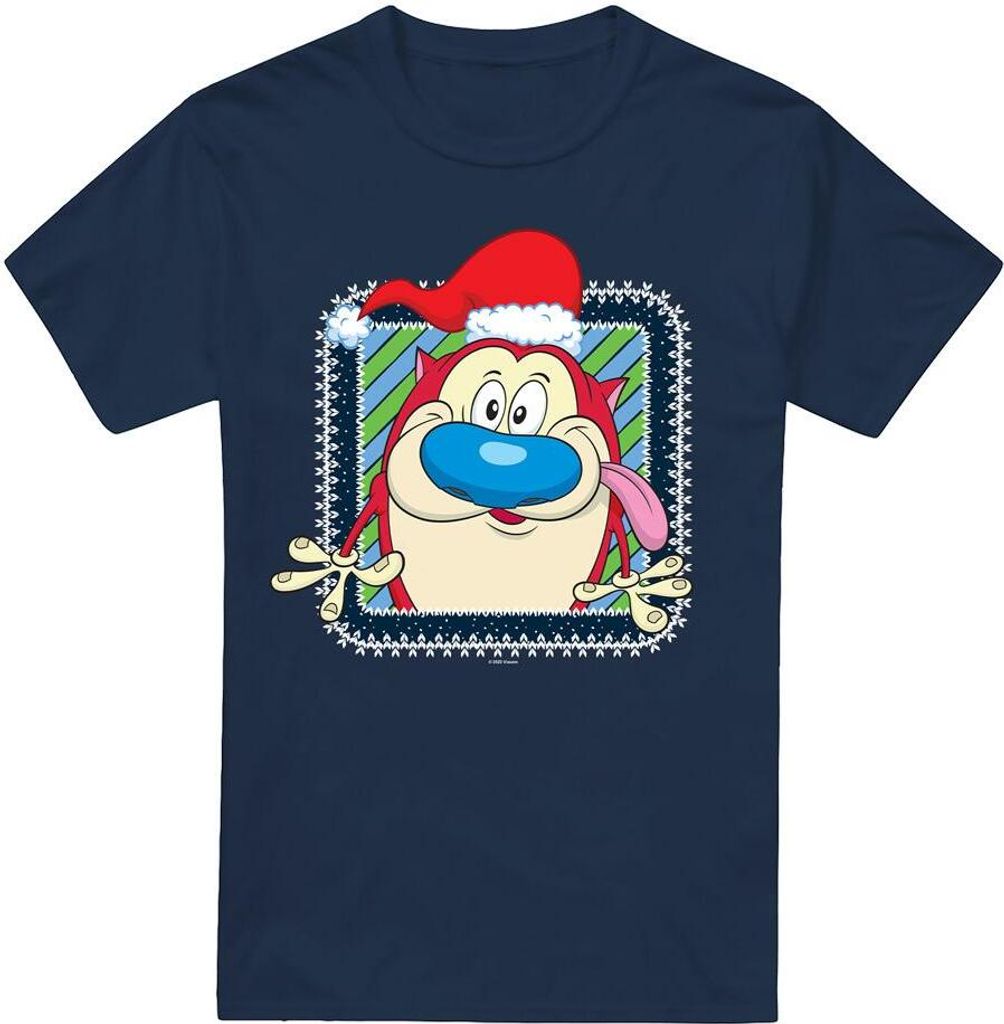 Ren & Stimpy - "Festive" T-Shirt für Herren - weihnachtliches Design TV6332 (5XL) (Marineblau)