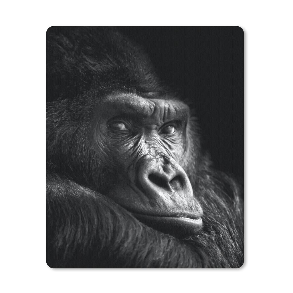 MuchoWow Mauspad Mousepad Gorilla - Affe - Schwarz - Weiß - Porträt 30x40 cm - Mousepads - Maus Mat - Pad - Mausunterlage - Mausmatten