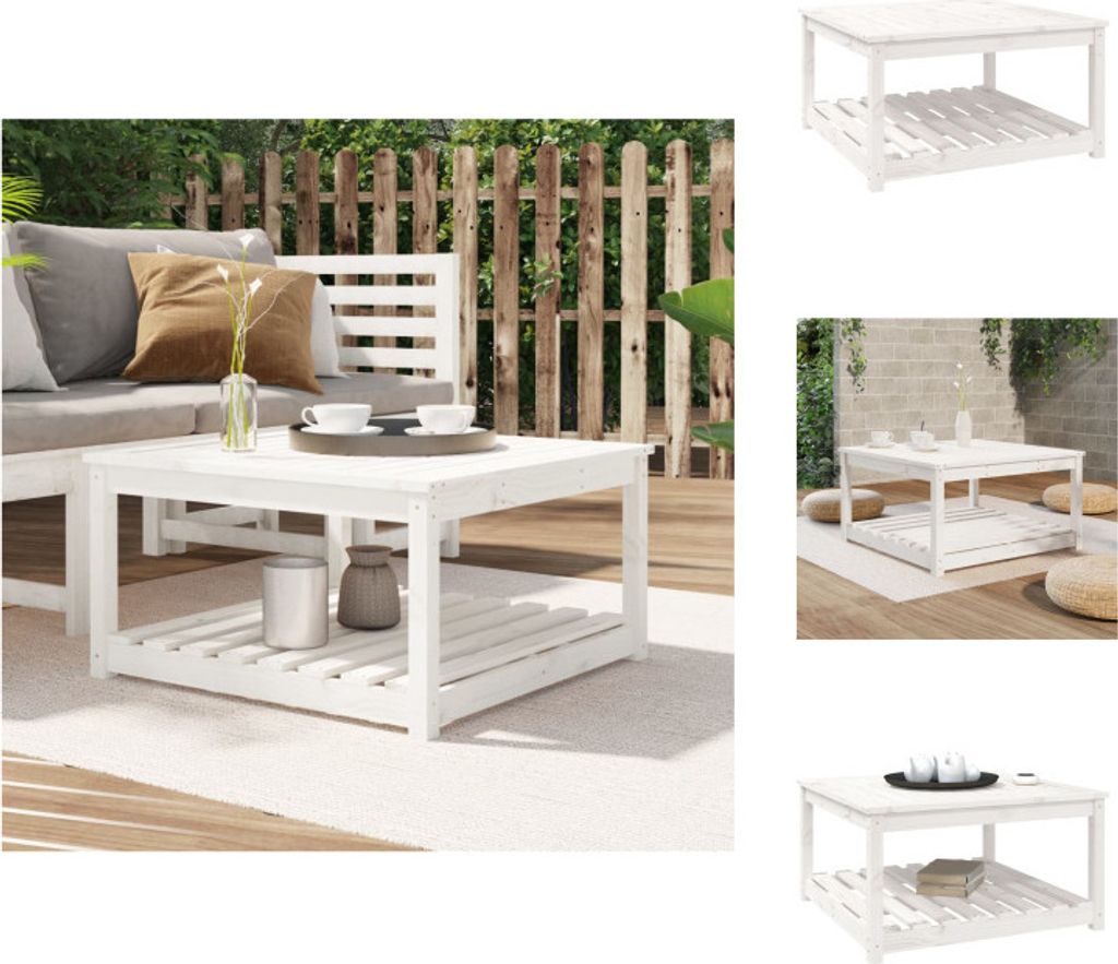vidaXL Gartentisch Weiß 82,5x82,5x45 cm Massivholz Kiefer - Gartentische