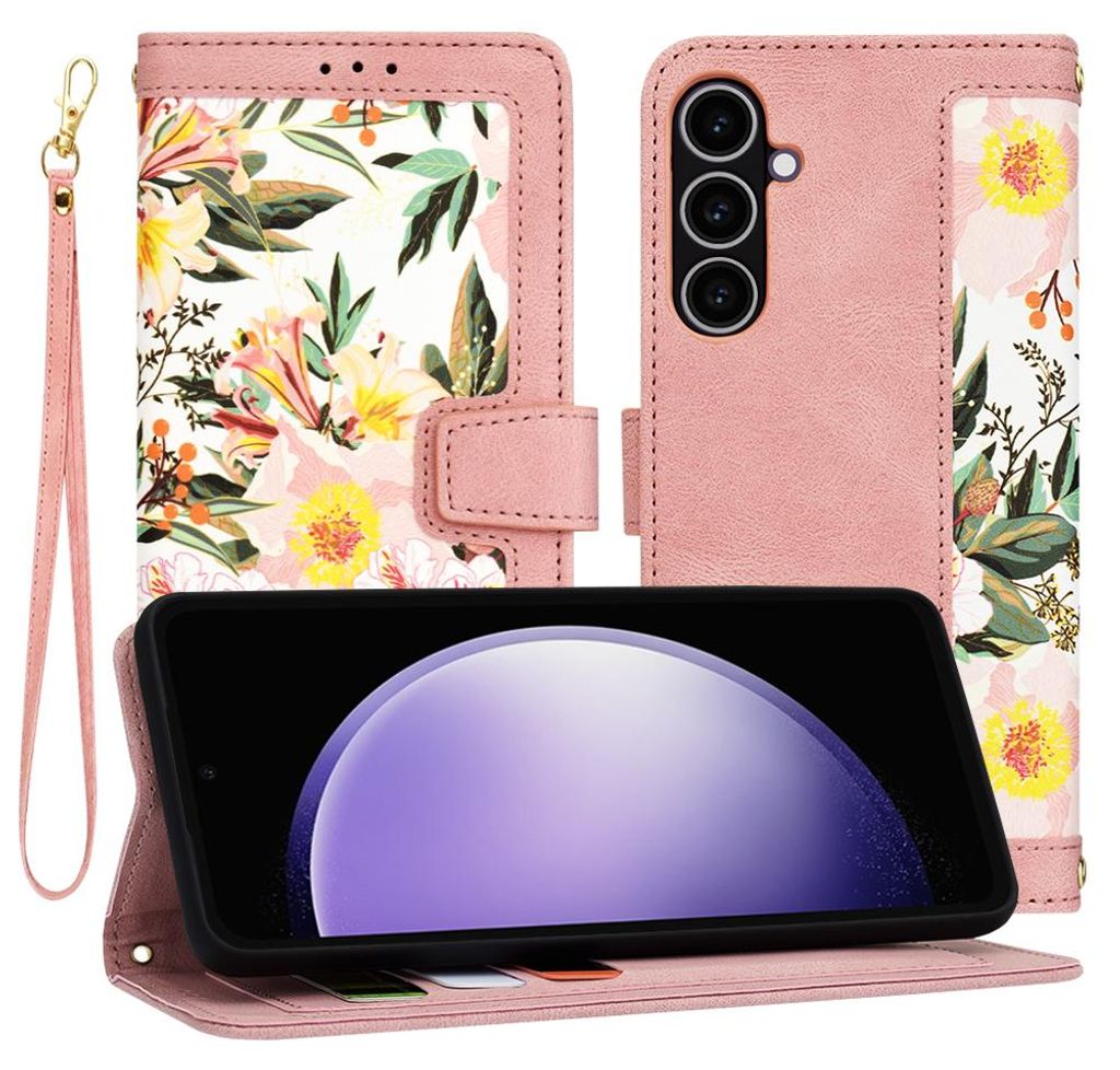 Techsuit FlipCraft Book Wallet Klapphülle mit Kabel für Samsung Galaxy S23 FE - Sweetheart Pink