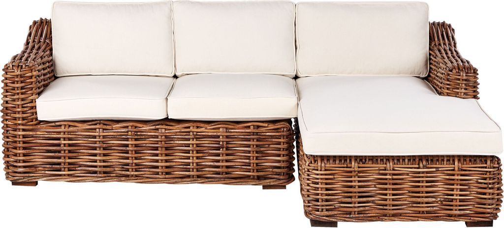 BELIANI Gartensofa Naturfarben Rattan Geflochten mit Kissen Boho Möbel Outdoor Indoor Garten Terrasse Ausstattung Rattansofa Ecksofa Linksseitig