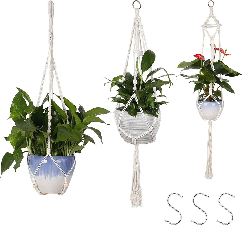 Panier Suspendu en Coton pour Pot de Fleurs - Set Déco Jardin et Salon