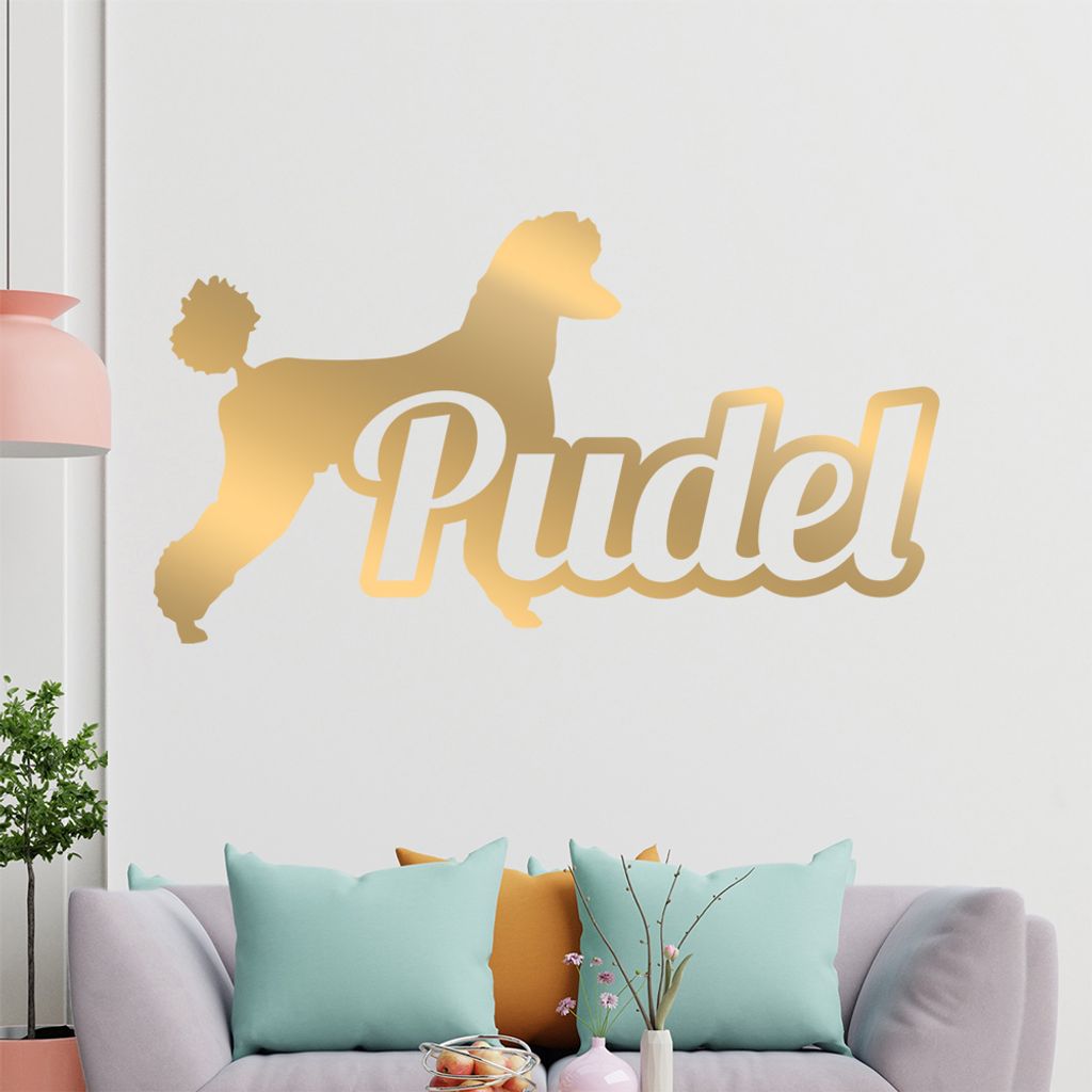 KIWISTAR Pudel mit Name Schrift Silhouette Wandtattoo in 6 Größen - Wandaufkleber Wall Sticker - Dekoration, Küche, Wohnzimmer, Schlafzimmer, Ba...