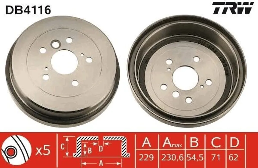 Tambour de frein TRW haute performance pour Camry V1 V2 OE 42431