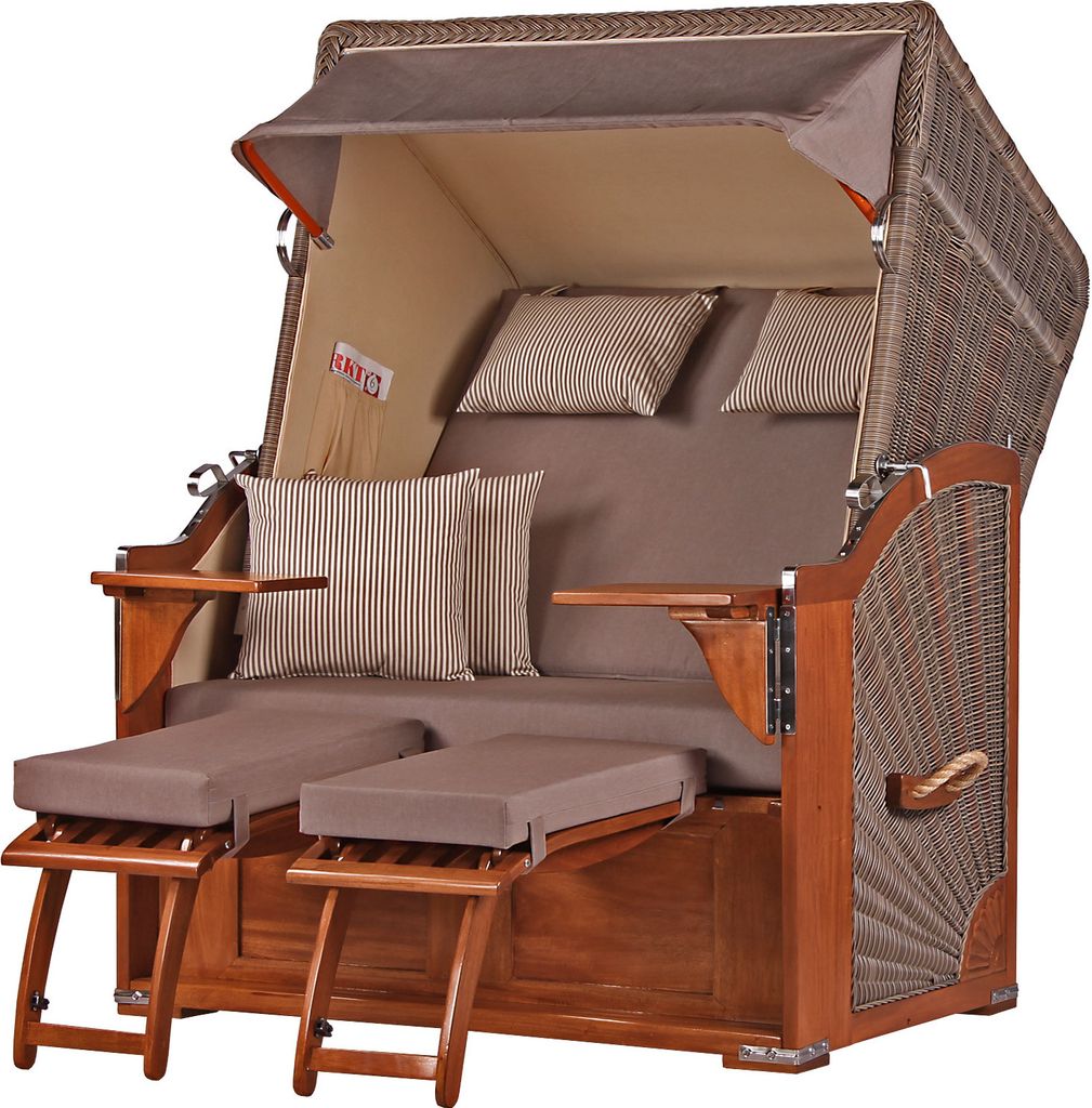 Strandkorb - bene living - Schaalsee Mahagoni - PE grau - Modell 534 - inkl. Liftersystem