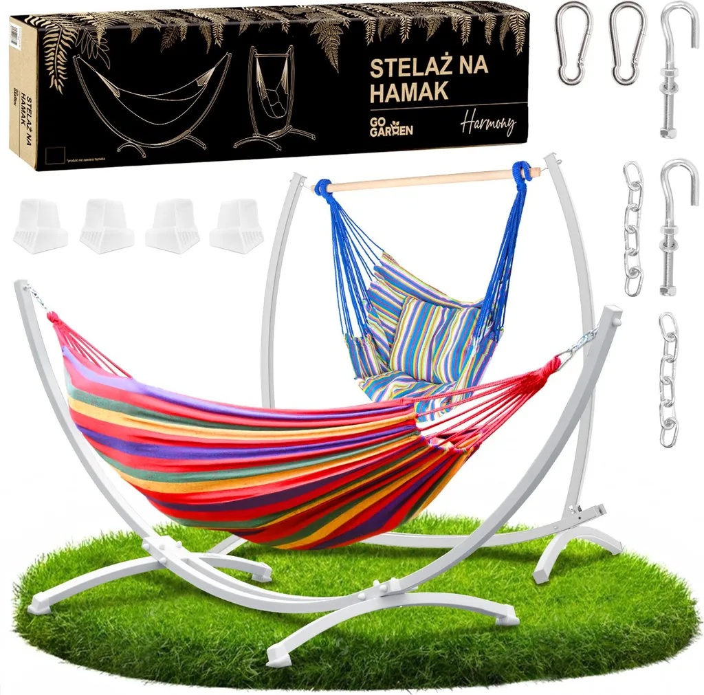 Amaca Doppia 2 in 1 con Stand Bianco - Portata 200kg per Esterni