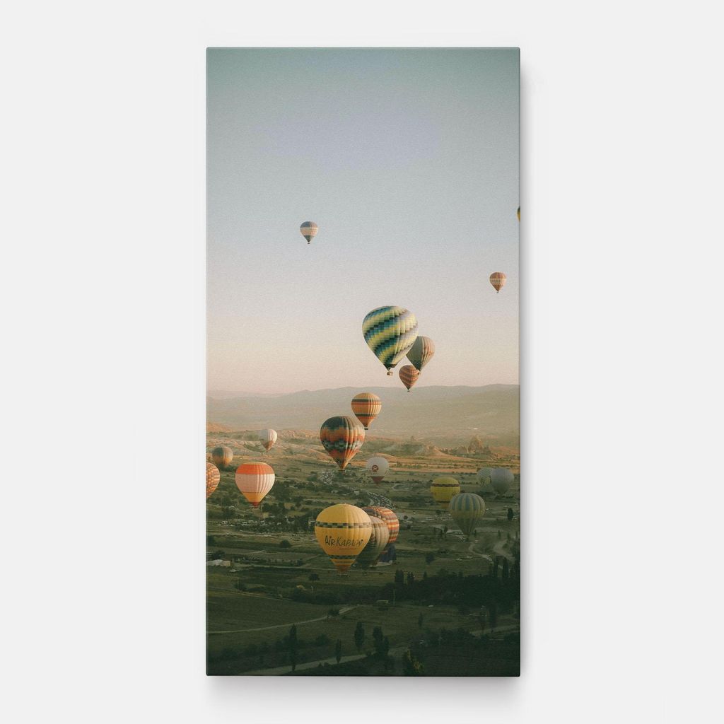 ARTHUB Leinwandbild 40x80 cm, Hot Ballons | Wohnzimmerdekoration, Hängende Bilder, Wanddekoration, Heimdekoration, Landschaften, Ländlich