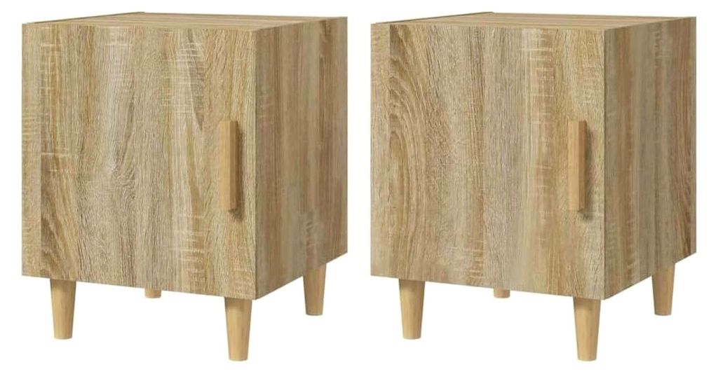 2 Nachttische mit 1 Tür Nachtschrank Nachtkonsole Nachtkommode Schlafzimmer Schrank Kommode Beistelltisch Sonoma-Eiche Holzwerkstoff 40x40x50cm